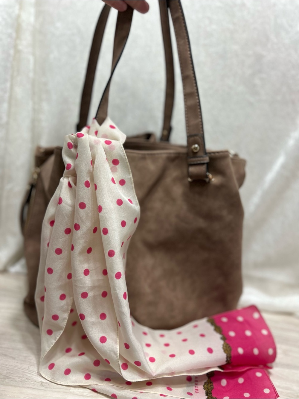 Sarah Coventry Pink Polka Dot Scarf Retro Silky Hair Neck Scarf